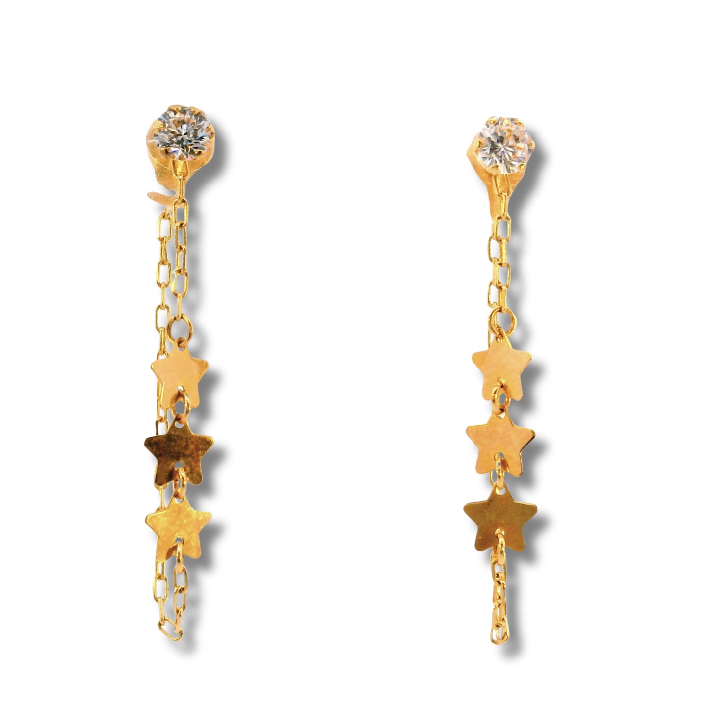 14K Yellow Gold Dangling Star Earrings