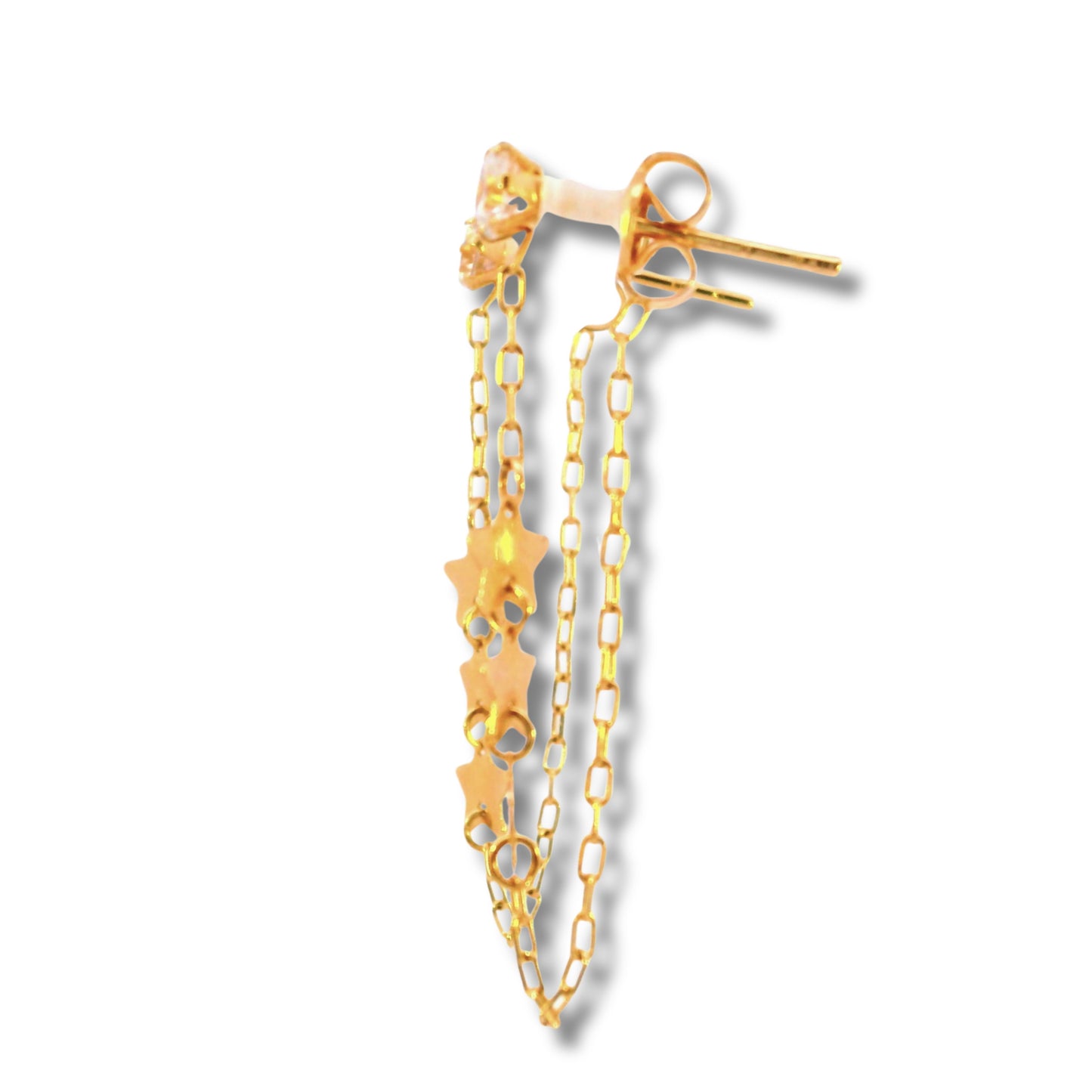 14K Yellow Gold Dangling Star Earrings