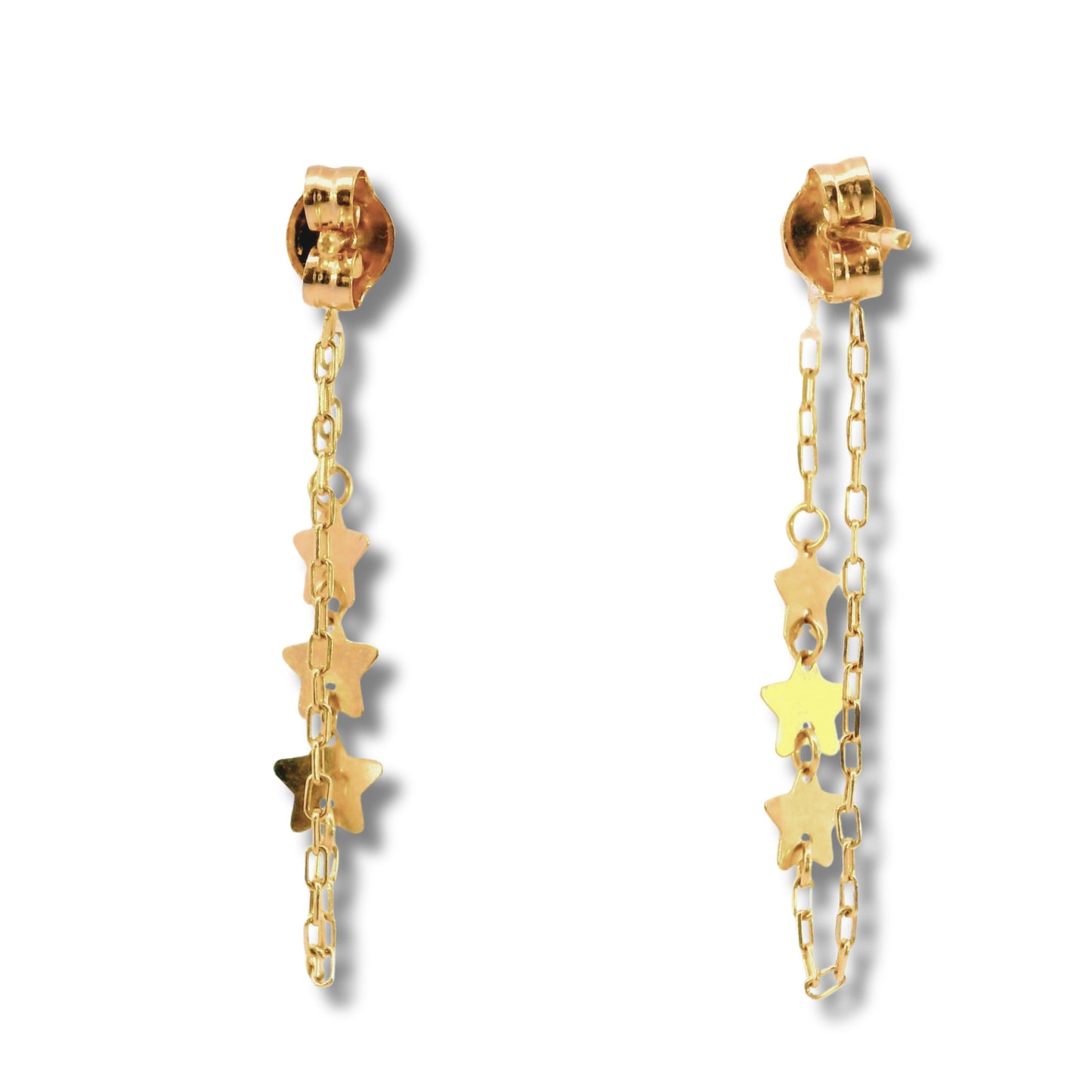 14K Yellow Gold Dangling Star Earrings