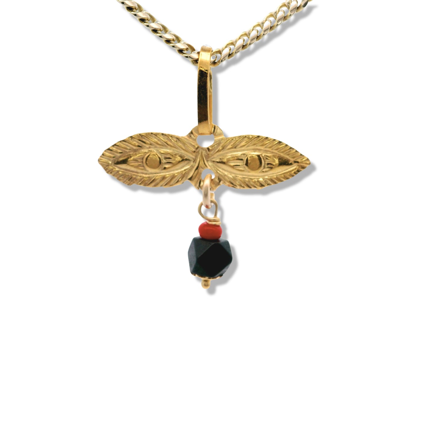 14K Yellow Gold "Ojitos de Santa Lucia" with Azabache Charm