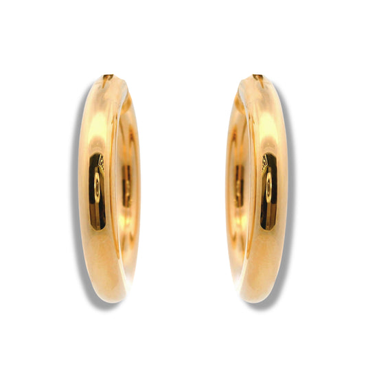 14K Yellow Gold Thick Medium Hoop Earrings