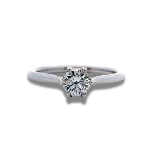 Bague de fiançailles en or blanc 14 carats avec diamant naturel solitaire