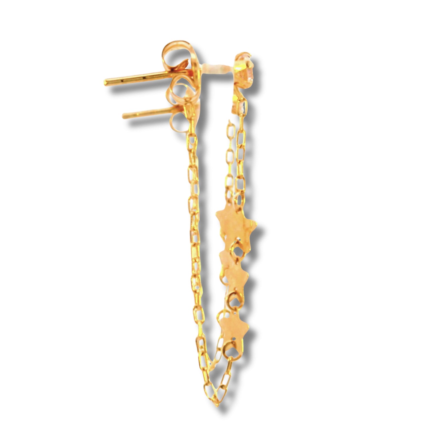 14K Yellow Gold Dangling Star Earrings