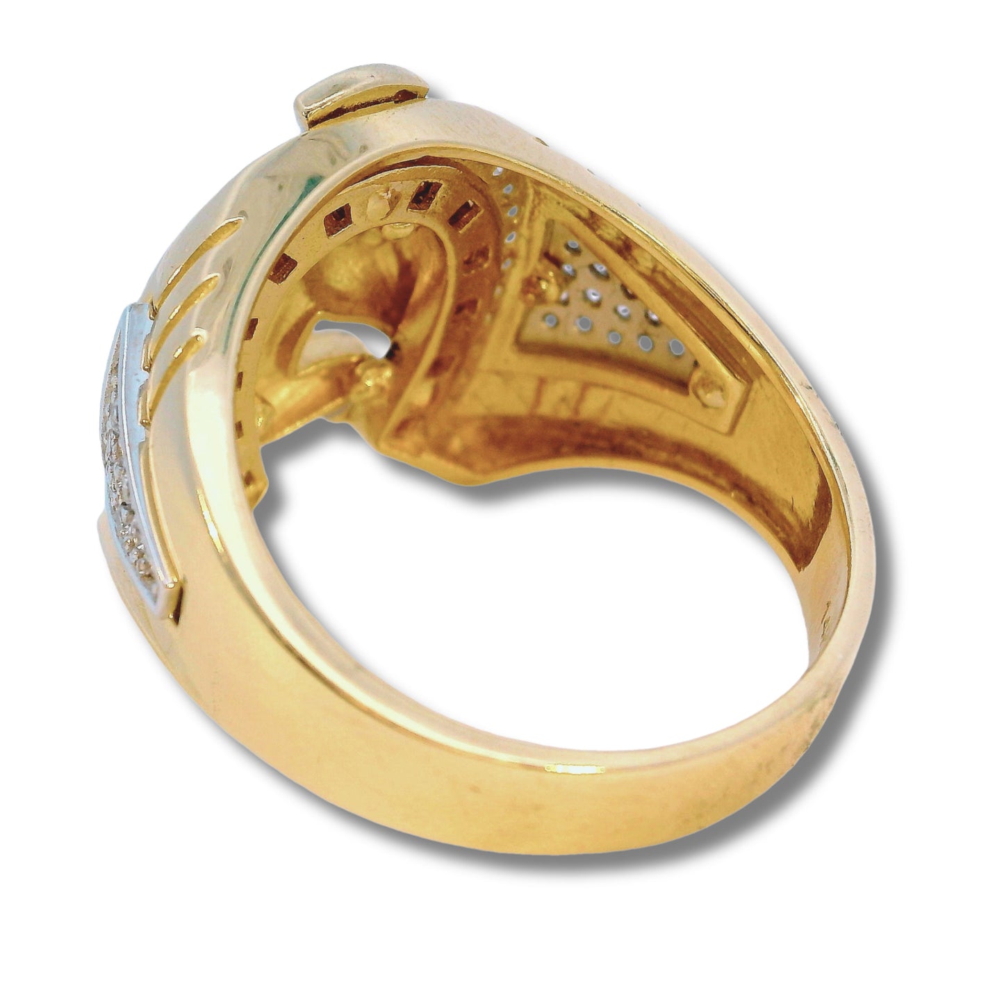 Anillo de oro amarillo de 14 quilates con cabeza de caballo para hombre