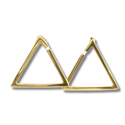 14K Yellow Gold Dangling Triangle Earrings