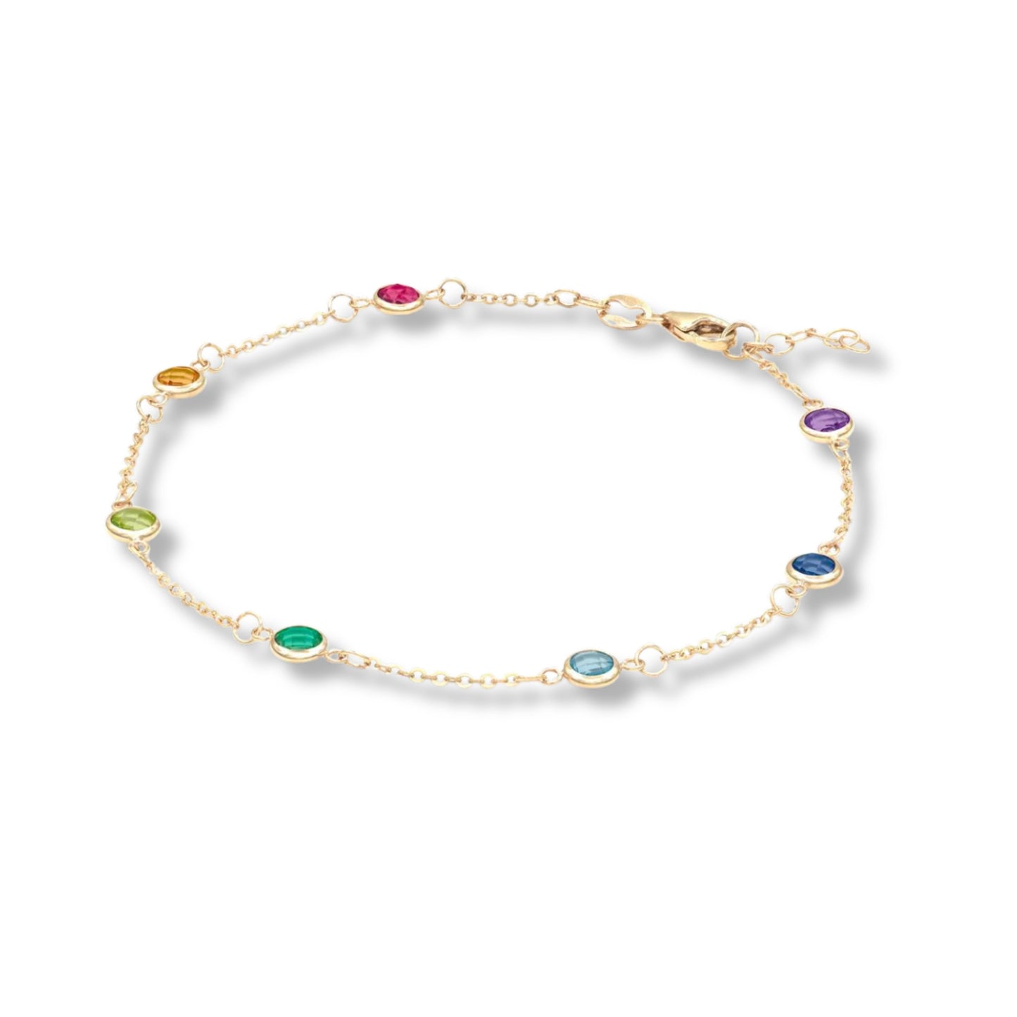 Bracelet en or jaune 18 carats avec topaze arc-en-ciel