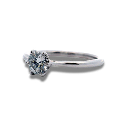 Bague de fiançailles en or blanc 14 carats avec diamant naturel solitaire