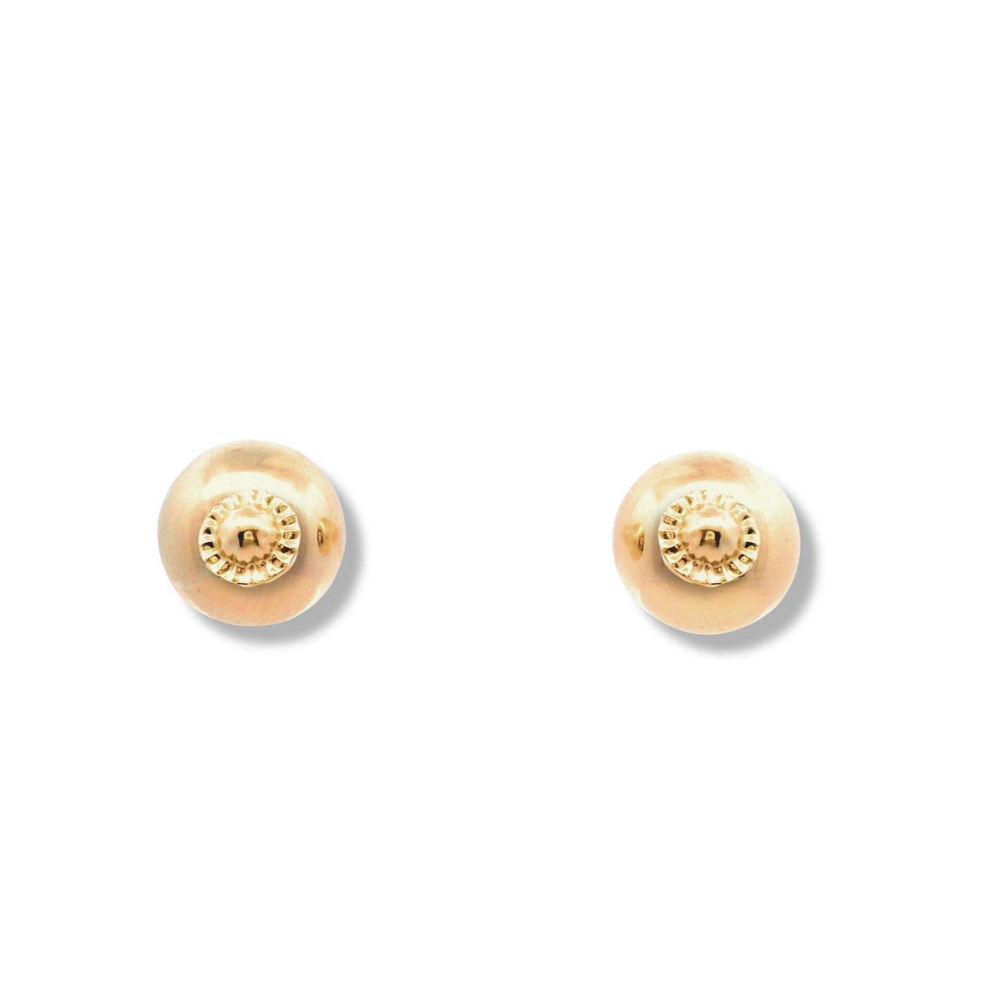 14K Yellow Gold Ball Stud Earrings (Screw Clasp)