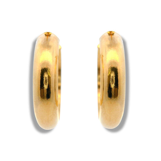 14K Yellow Gold Thick Round Hoop Earrings