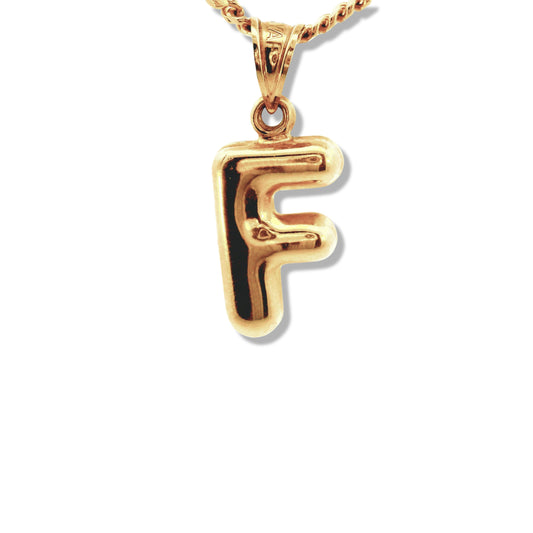 Pendentif lettre initiale gonflée en or jaune 10 carats