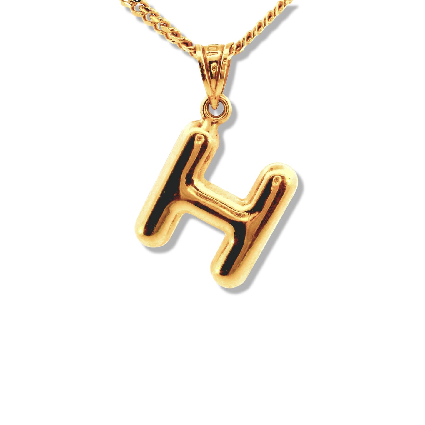 Pendentif lettre initiale gonflée en or jaune 10 carats