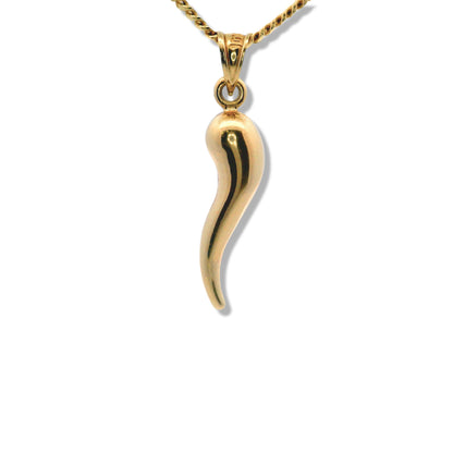 10K Yellow Gold Italian Horn Pendant