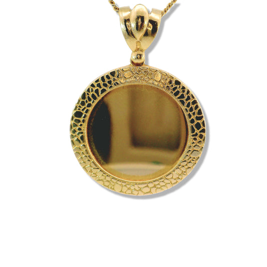 14K Yellow Gold Circle Picture Pendant