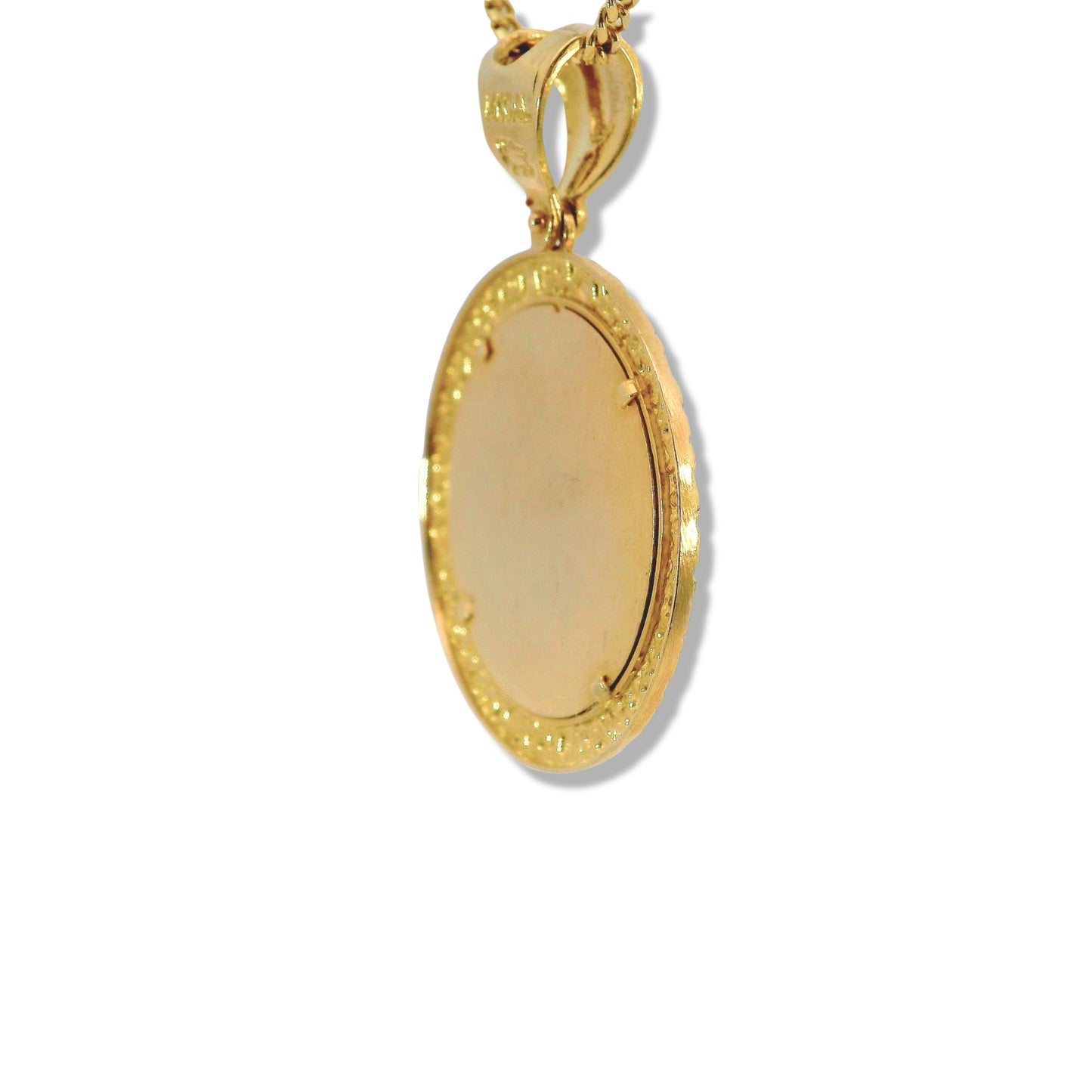 14K Yellow Gold Circle Picture Pendant