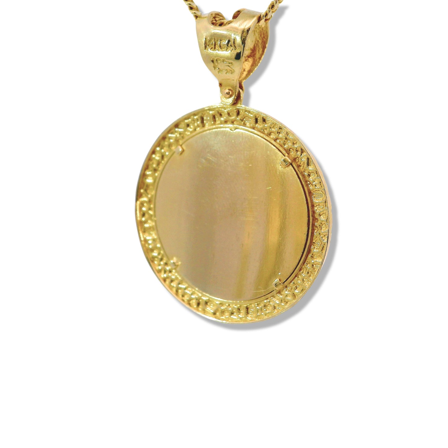 14K Yellow Gold Circle Picture Pendant