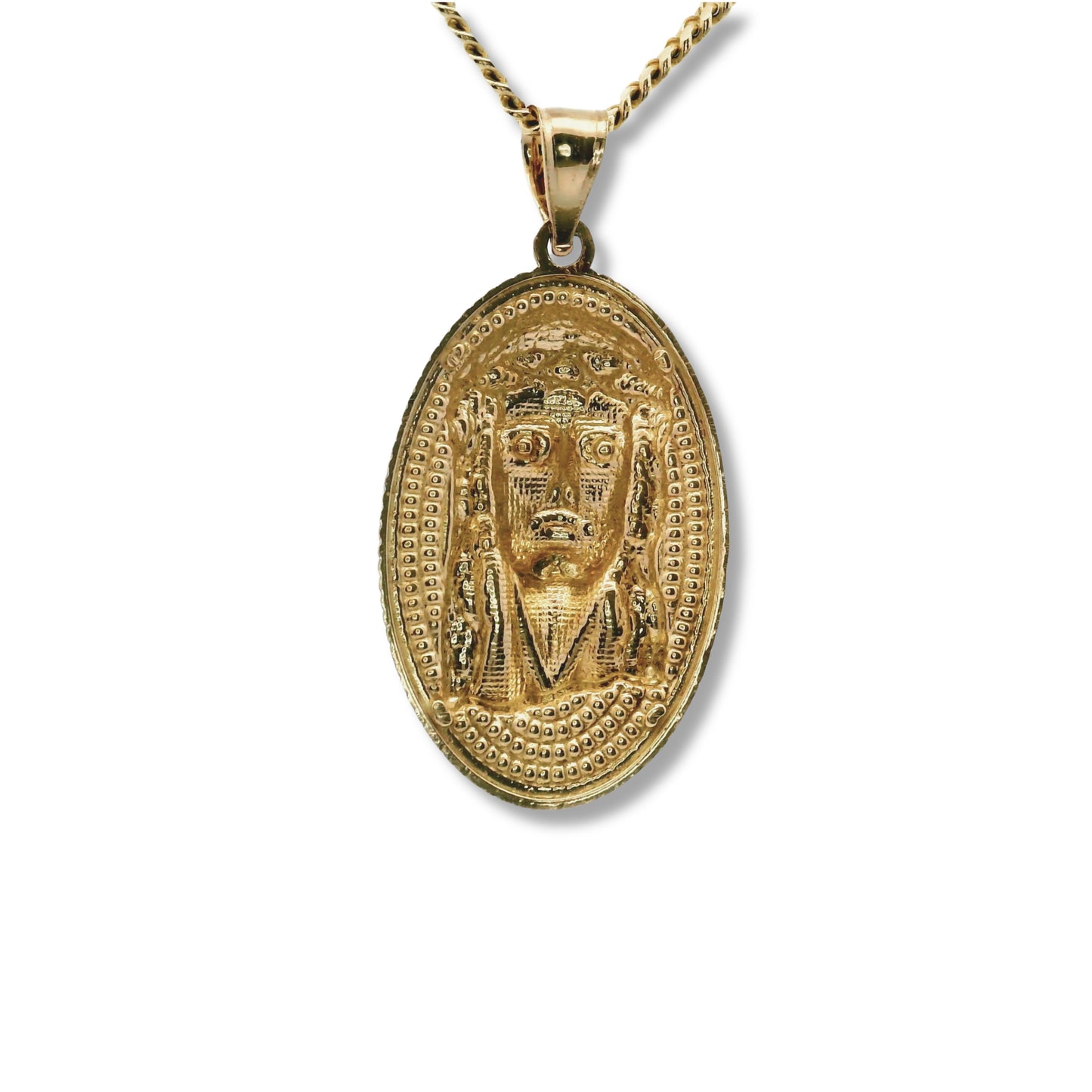 14K Yellow Gold Jesus Head Pendant