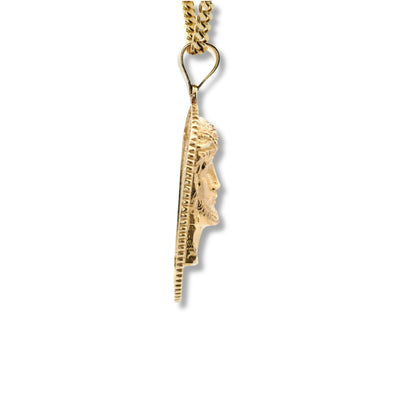 14K Yellow Gold Jesus Head Pendant