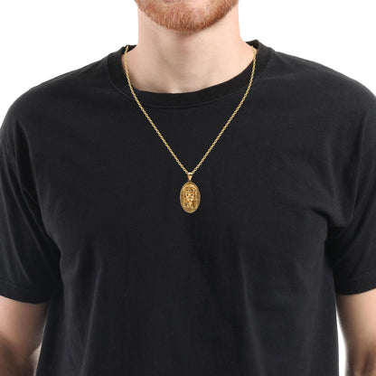 14K Yellow Gold Jesus Head Pendant