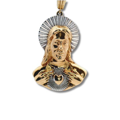 14K Yellow & White Gold Jesus Bust Pendant