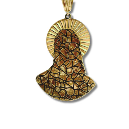 14K Yellow & White Gold Jesus Bust Pendant