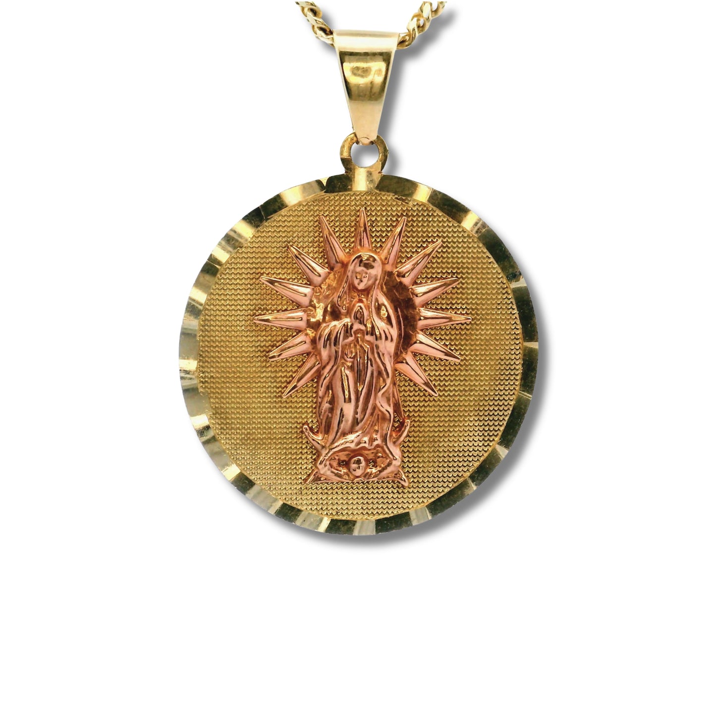 14K Yellow and Rose Gold "Nuestra Señora de Guadalupe" Pendant