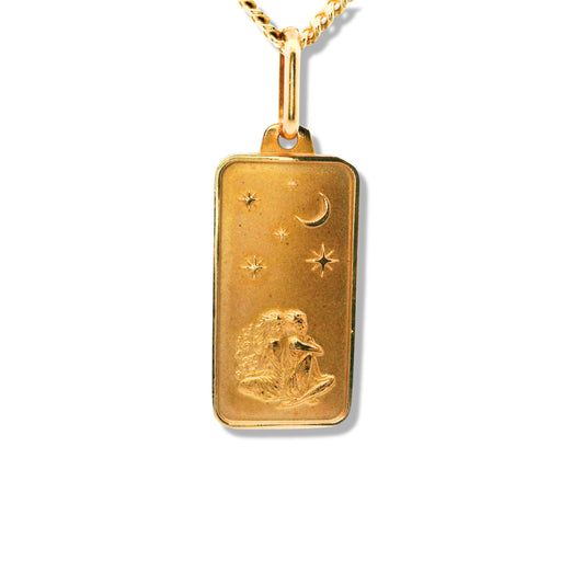 Colgante del zodiaco de oro amarillo de 14 quilates (Géminis)