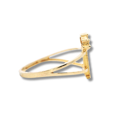 Anillo con inicial "L" en oro amarillo de 14 quilates