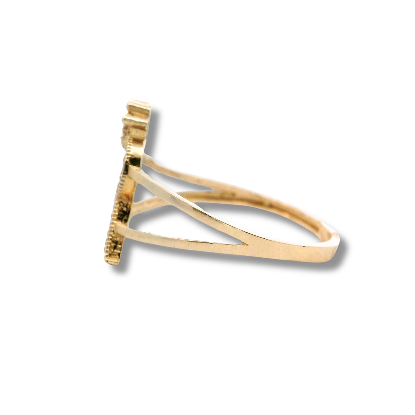 14K Yellow Gold Initial "R" Ring