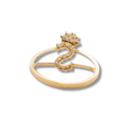 Anillo con inicial "S" en oro amarillo de 14 quilates