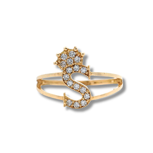 14K Yellow Gold Initial "S" Ring