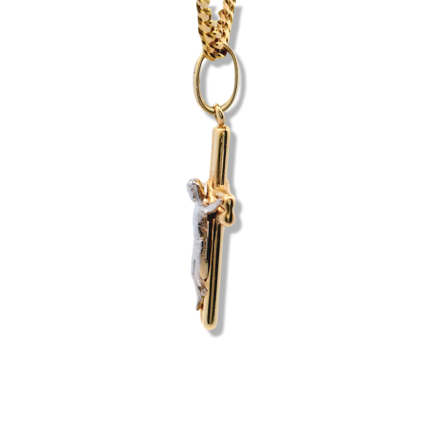 14K Yellow Gold Two Tone Crucifix Cross Charm