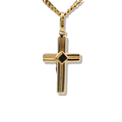 14K Yellow Gold Two Tone Crucifix Cross Charm