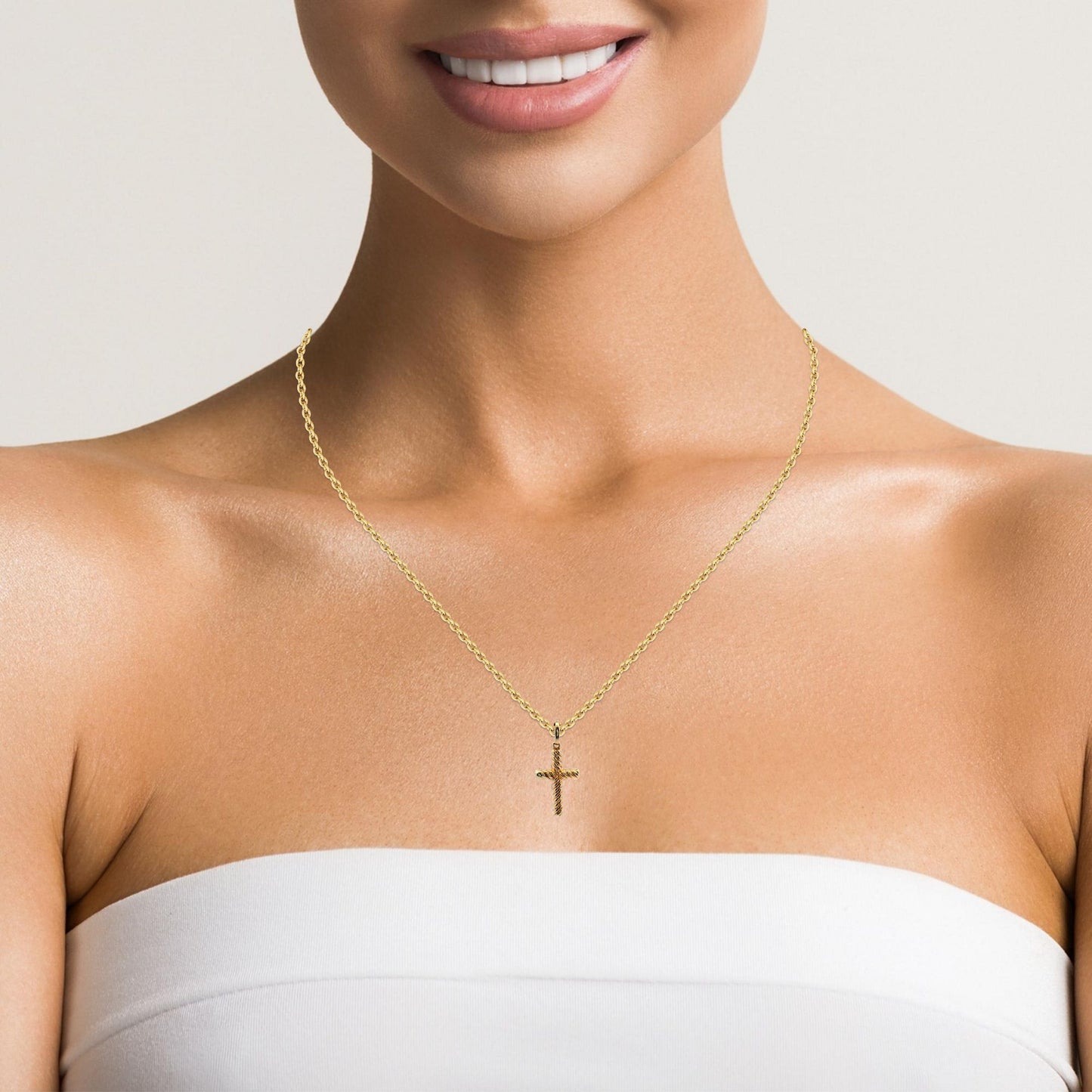 10K Yellow Gold Semi Solid Twisted Cross Charm