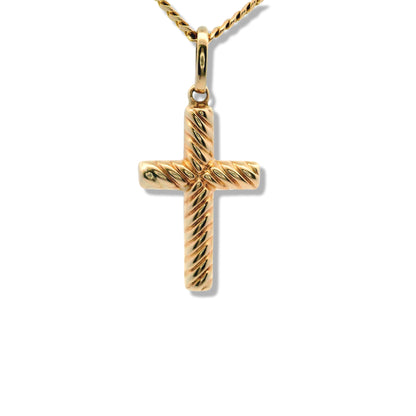 10K Yellow Gold Semi Solid Twisted Cross Charm