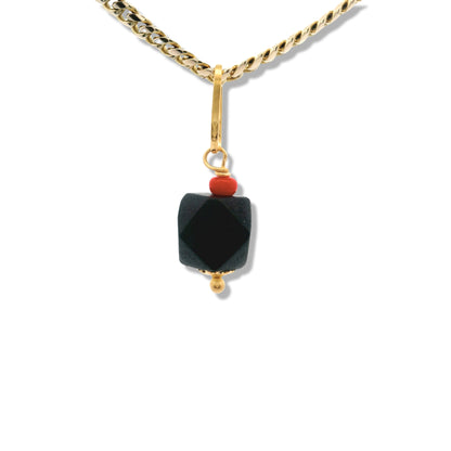 14K Yellow Gold Azabache with Red Bead Charm