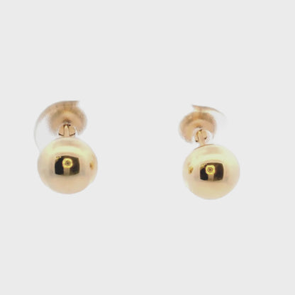 14K Yellow Gold Ball Stud Earrings (Screw Clasp)