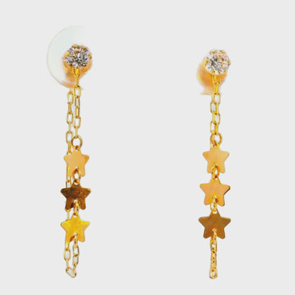 14K Yellow Gold Dangling Star Earrings