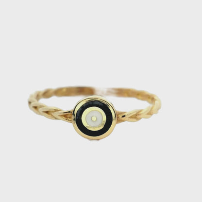 Bague empilable « Mal de Ojo » en or jaune 10 carats