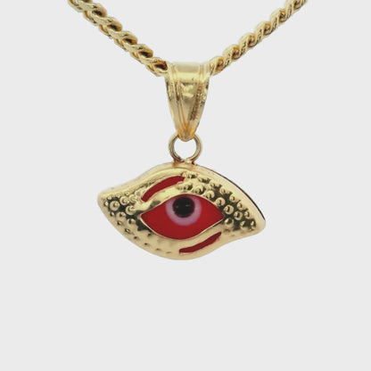 10K Yellow Gold Small Red "Mal de Ojo" Charm