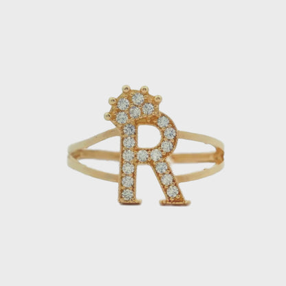 14K Yellow Gold Initial "R" Ring