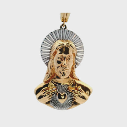 14K Yellow & White Gold Jesus Bust Pendant