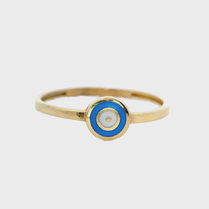 Anillo apilable "Mal de Ojo" de oro amarillo de 10 quilates