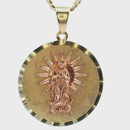 14K Yellow and Rose Gold "Nuestra Señora de Guadalupe" Pendant