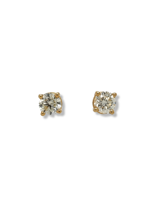 Pendientes de oro amarillo de 14 quilates y diamantes de 1/2 quilate