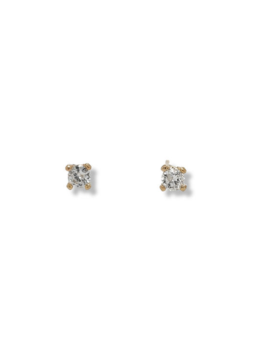 Pendientes de oro amarillo de 14 quilates y diamantes de 1/10 quilates