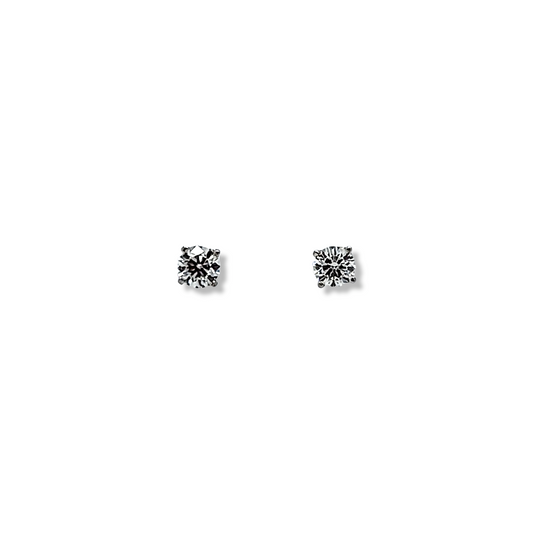 Boucles d'oreilles à tige en or blanc 14 carats et diamant 1/2 carat