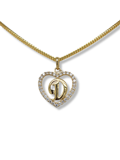 Pendentif lettre en forme de cœur en or jaune 10 carats