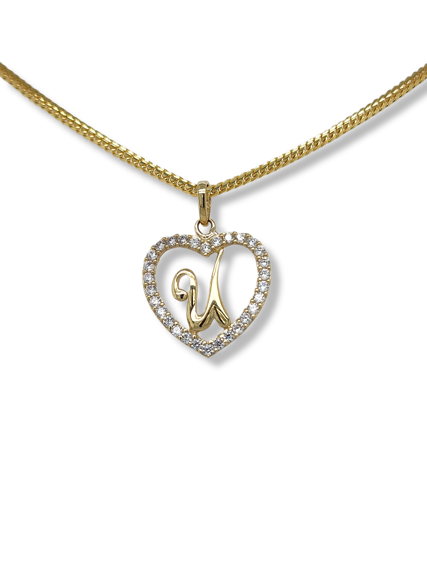 Pendentif lettre en forme de cœur en or jaune 10 carats