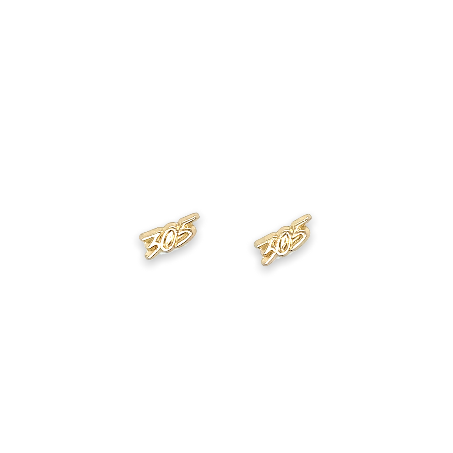 14K Yellow Gold "305" Stud Earrings